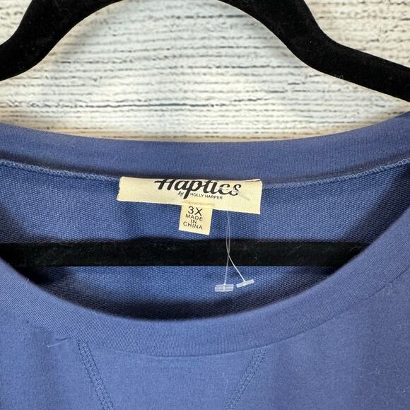 Haptics Plus Size Blue USA Star Patch Short Sleeve Tee Size 3X - Picture 3 of 6